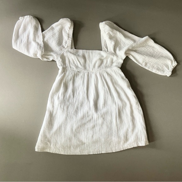 Re-Imagined by J.Crew White Crinkle Square Neck Baby Doll Dress | Festival Ready - Picture 7 of 9